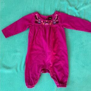 Purple Baby Romper with Floral Embroidery